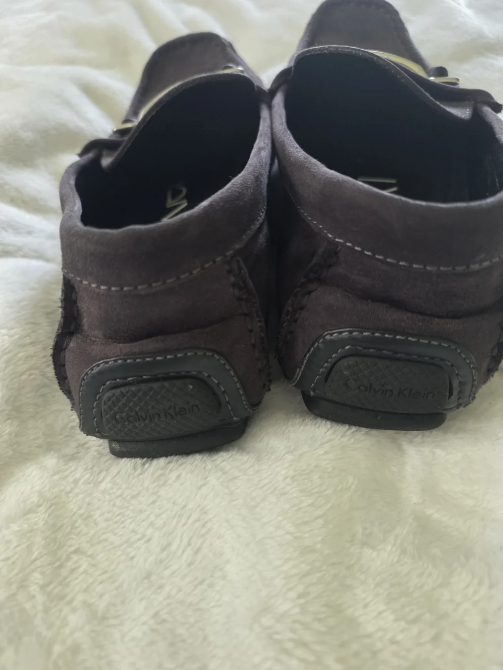 Calvin Klein Men's Dark Grey Suede Moccasin Loafers